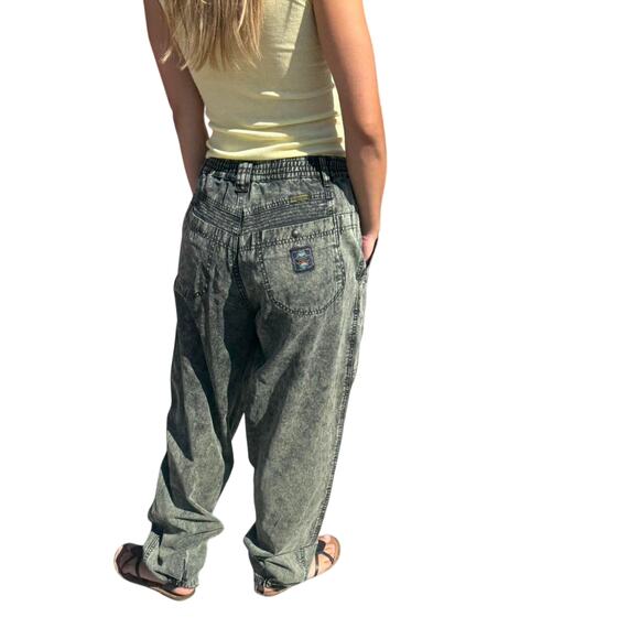Vintage 90s Acid Wash Cargo Jeans Baggy Utility Pants - Picture 4 of 7